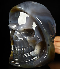 THE DEATH 5.4" Premium Brazilian Agate Carved Crystal skull, Crystal Healing
