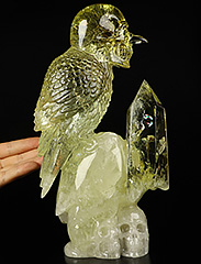 GEMSTONE 9.7" Citrine Carved Crystal Skull & Bird, Crystal Healing