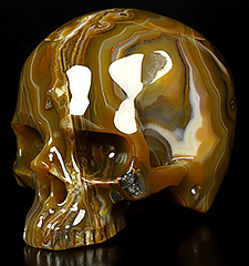 4.6" Premium Brazilian Agate Carved Crystal Skull without Jaw,Super Realistic, Crystal Healing