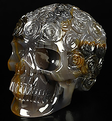 5.0" Premium Brazilian Agate Carved Crystal Rose Skull Realistic, Crystal Healing