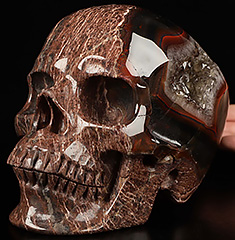 Lifesized 7.0" Empire Red Agate Geode Carved Crystal Skull,Super Realistic, Crystal Healing