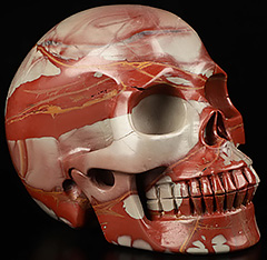 5.0" Red Noreena Jasper Carved Crystal Skull,Realistic, Crystal Healing