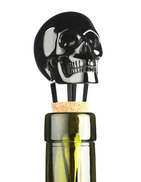 3.9" Black Obsidian Hand Carved Crystal Skull Bottle Stopper, Crystal Healing