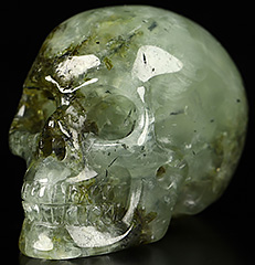 1.1" Prehnite Carved Crystal Skull,Realistic, Crystal Healing