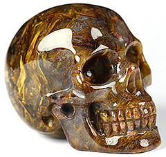 GEMSTONE 1.1" Blue Gold & Red Pietersite Carved Crystal Skull,Realistic, Crystal Healing