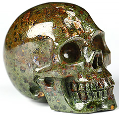 1.1" Rainforest Jasper Carved Crystal Skull,Realistic, Crystal Healing