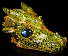 5.1" Orpiment Carved Crystal Skull, Realistic
