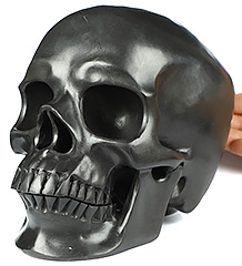 Lifesized 6.9" Shungite Carved Crystal Skull,Super Realistic, Crystal Healing
