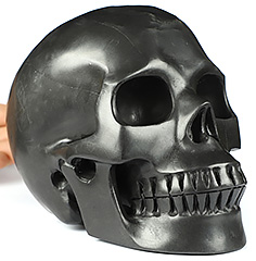 Lifesized 5.9" Shungite Carved Crystal Skull,Realistic, Crystal Healing
