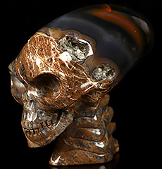 3.7" Empire Red Agate Carved Crystal Elongated Mayan Alien Skull & Spine, Crystal Healing