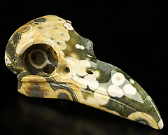 2.3" Ocean Jasper Carved Crystal Skull Pendant with 925 Sterling Silver Chain, Crystal Healing