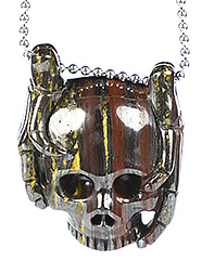 1.6" Colorful Tiger Iron Eye Carved Crystal Skull, Crystal Healing
