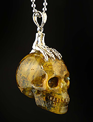 1.1" New Pietersite Carved Crystal Skull Pendant with 925 Sterling Silver Chain, Crystal Healing