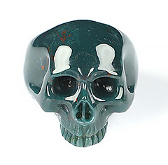 US Size 10 Bloodstone Carved Crystal Skull Ring, Crystal Healing