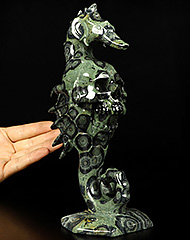 8.3" Kambaba Jasper Carved Crystal Seahorse Skull, Crystal Healing