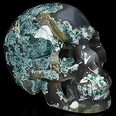 4.0" Green Moss Agate Carved Crystal skull,Realistic, Crystal Healing