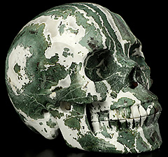 5.0" Green Zebra Agate Carved Crystal Skull,Realistic, Crystal Healing
