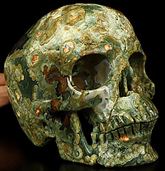 Lifesized 7.0" Rainforest Jasper Carved Crystal Skull,Super Realistic, Crystal Healing