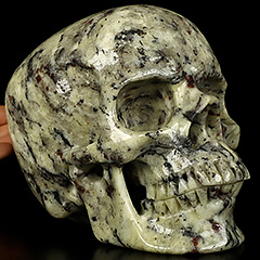 Lifesized 6.9" Unknown Yellow Jasper with Ruby Carved Crystal Skull,Super Realistic, Crystal Healing