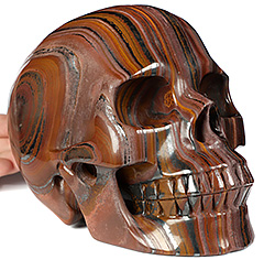 Lifesized 6.9" Colorful Tiger Iron Eye Carved Crystal Skull,Super Realistic, Crystal Healing
