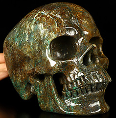 7.0" Chrysocolla Carved Crystal Skull, Realistic