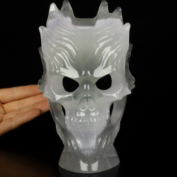 6.7" Fluorite Hand Carved Countenance Crystal Skull Mask Sculpture, Crystal Healing