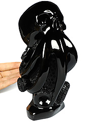 Cthulhu Octopus 7.6" Black Obsidian Carved Cthulhu Octopus Crystal Skull Sculpture, Crystal Healing