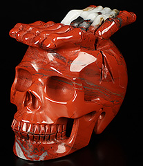 5.3" Red Jasper Carved Crystal Skull & Hand Bone, Crystal Healing