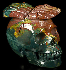 5.2" Indian Agate Carved Crystal Skull & Bone, Crystal Healing