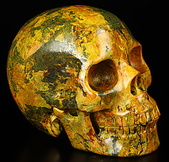 5.0" Orpiment Carved Crystal Skull,Realistic, Crystal Healing