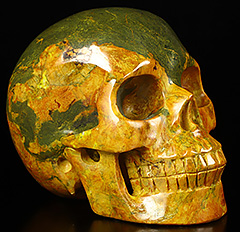 5.0" Orpiment Carved Crystal Skull,Realistic, Crystal Healing