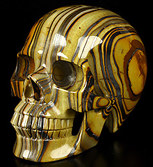 Huge 5.3" Colorful Tiger Iron Eye Carved Crystal Skull,Realistic, Crystal Healing