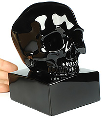 5.1" Black Obsidian Carved Crystal Skull Sculpture, Crystal Healing
