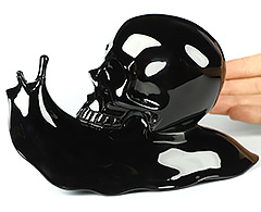 6.7" Black Obsidian Carved Snail Crystal Skull Sculpture,Crystal Healing