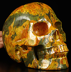 Lifesized 6.8" Orpiment Carved Crystal Skull,Realistic, Crystal Healing