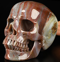 5.9" Indian Agate Carved Crystal Skull,Super Realistic, Crystal Healing