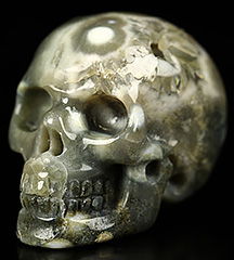 1.1" Ocean Jasper Carved Crystal Skull,Realistic, Crystal Healing