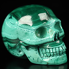1.2" Malachite Carved Crystal Skull,Realistic, Crystal Healing