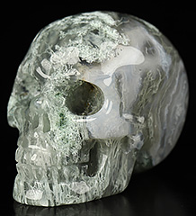 1.2" Green Moss Agate Carved Crystal Skull,Realistic, Crystal Healing