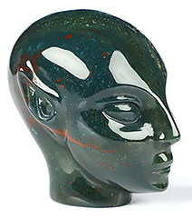 1.7" Bloodstone Carved Fairy Elf Alien Crystal Skull Companion Sculpture, Crystal Healing , Crystal Healing