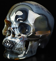 5.1" Premium Brazilian Agate Geode Carved Crystal Skull,Super Realistic, Crystal Healing
