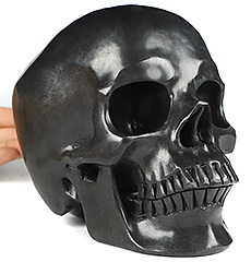 6.9" Shungite Carved Crystal Skull,Super Realistic, Crystal Healing