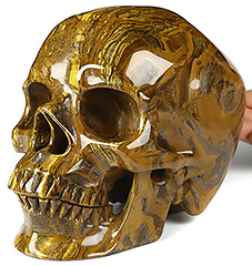 Lifesized 6.9" Tiger Iron Eye Carved Crystal Skull,Super Realistic, Crystal Healing