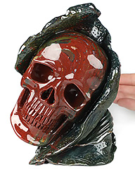 6.2" Indian Agate Carved Crystal Skull Sculpture, Crystal Healing