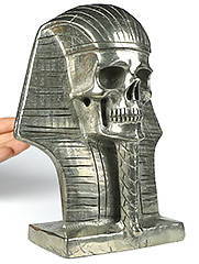 The Pharaoh 6.9" Pyrite Carved Crystal Pharaoh Skull, Crystal Healing