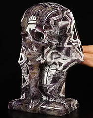 The Pharaoh 6.9" Dream Chevron Amethyst Carved Crystal Skull, Crystal Healing