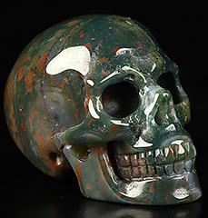 2.0" Bloodstone Carved Crystal Skull,Realistic, Crystal Healing
