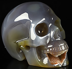 4.0" Premium Brazilian Agate Carved Crystal Skull,Realistic, Crystal Healing