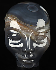 4.2" Agate Geode Carved Fairy Elf Alien Crystal Skull Companion Sculpture, Crystal Healing