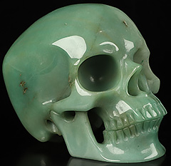 5.2" Green Aventurine Carved Crystal Skull,Super Realistic, Crystal Healing
